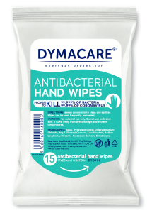 Dymacare Antibacterial Hand Wipes 15/pack