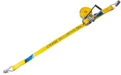 5T 6M Ratchet Strap with Hook & Keeper, CRANE SECURING (Yellow)